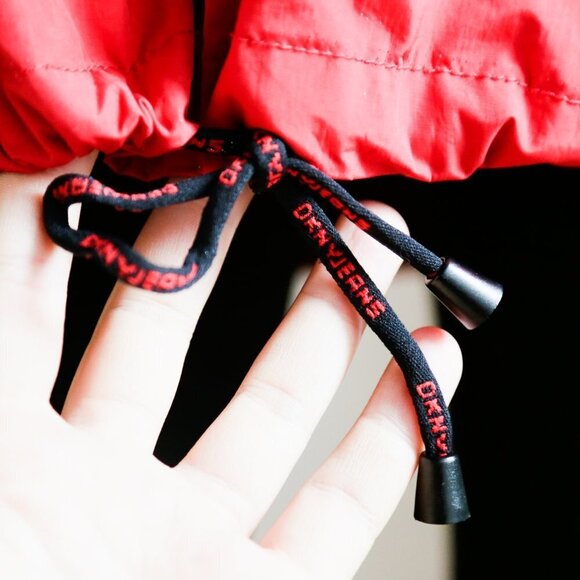 Vintage  90s DKNY Jeans Oversized Red Nylon Jacketb - Picture 6 of 13